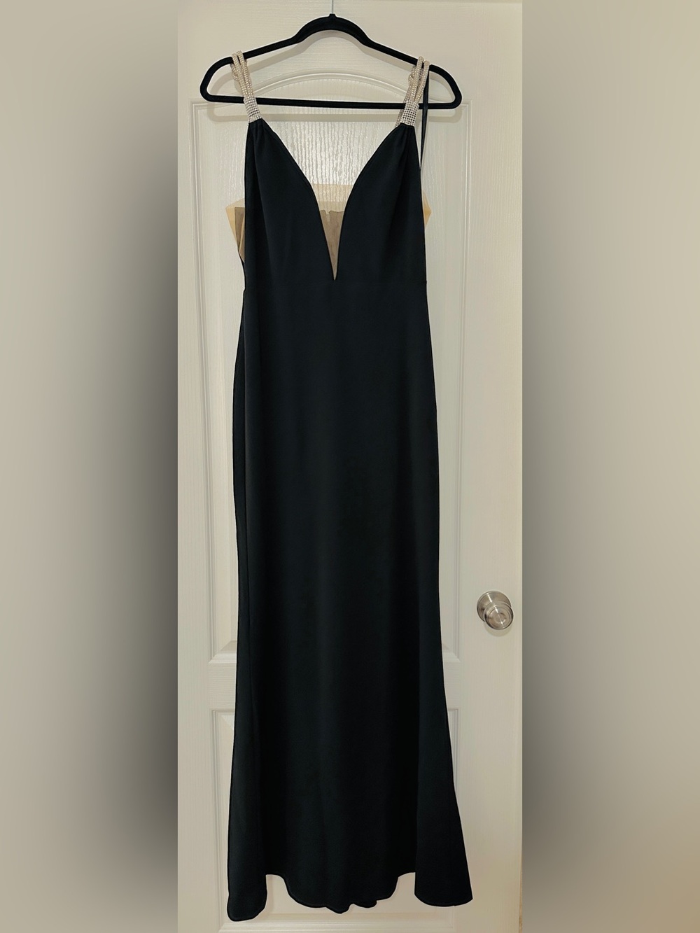 Le Chateau Black Maxi Dress with Beaded Straps